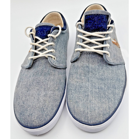 Polo Ralph Lauren Faxon Low Sneaker Men Denim Blue Size 11.5D EU 45 - Picture 3 of 12